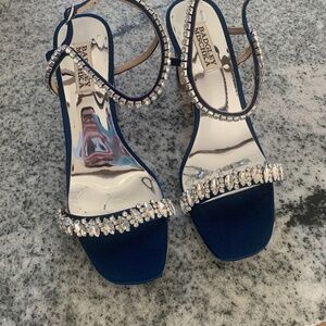 Navy Satin Sandal